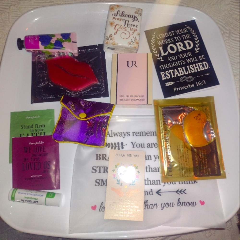 spa lotion, lip mask, perfume, eye mask etc